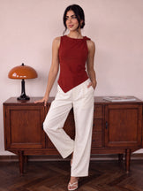 Handwoven Cotton Rust Meeting to Martini Knot Top