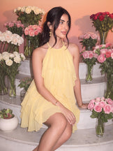 Pixie Buttercream Ruffle Halter Dress