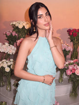 Pixie Teal Ruffle  Halter Dress