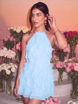 Pixie Frost Ruffle Halter Dress