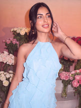 Pixie Frost Ruffle Halter Dress