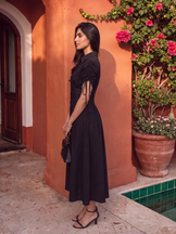 Handwoven cotton Noir Button Down Dress