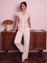 Handwoven Cotton City Muse Checkered Top