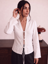 Handwoven Cotton White Brunch Run Kimono Top