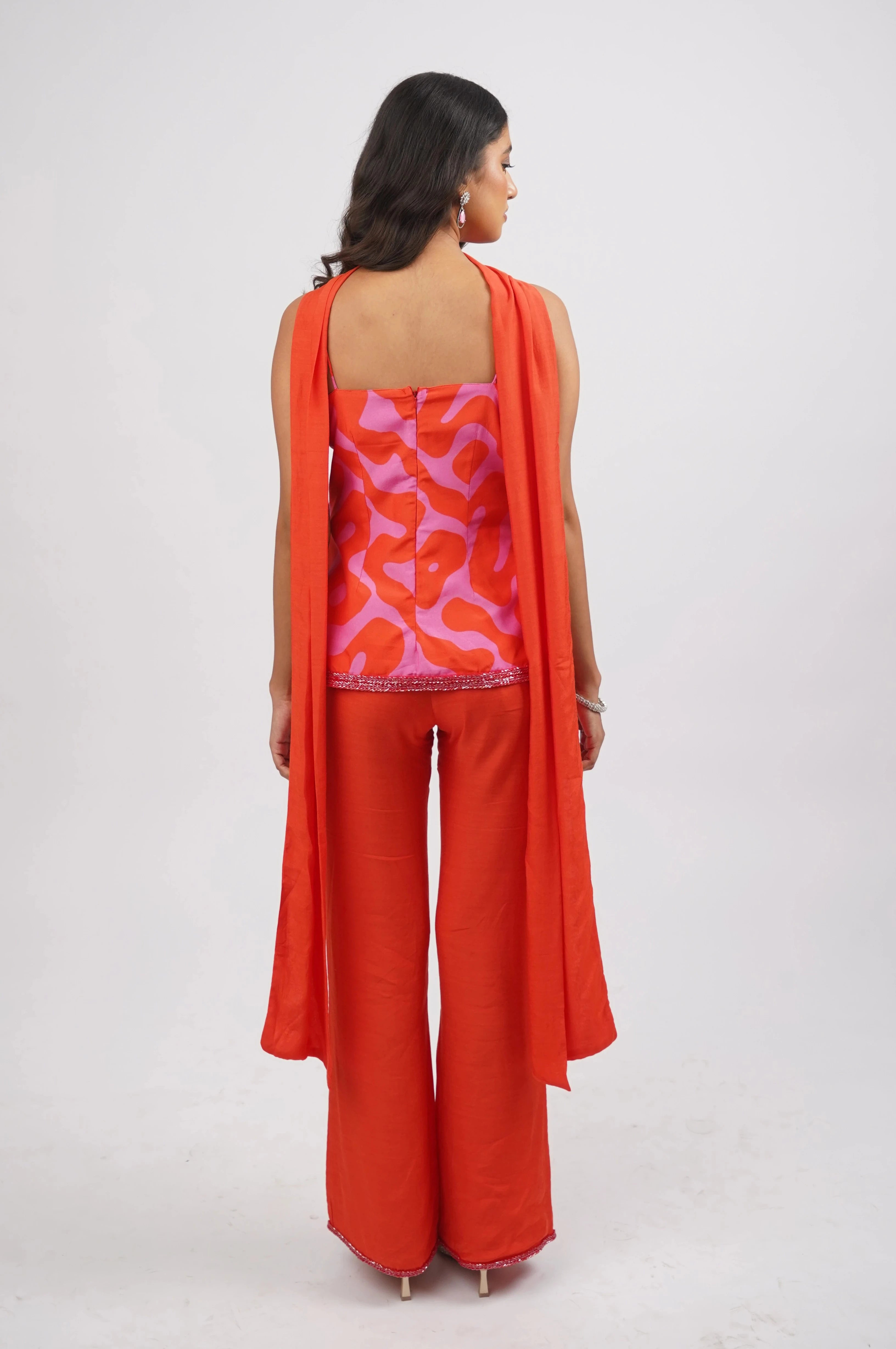 Scarlet Stardust Corset Top &amp; Pant Set With Scarf (3pcs set)