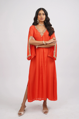 Gulabo &amp; Gold Woven Muslin Embroidered Kaftaan