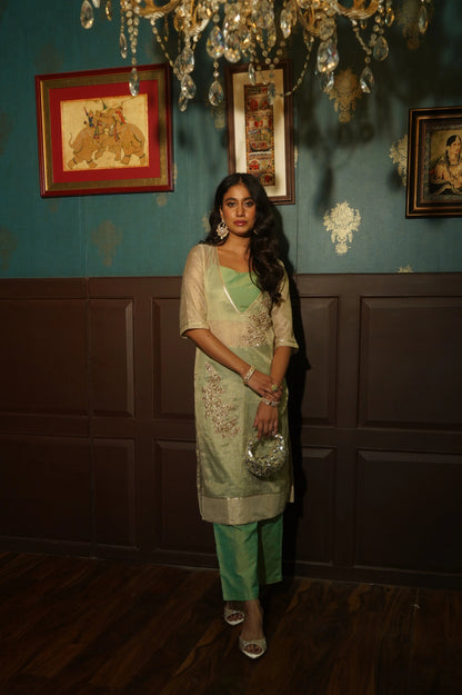 Sona Leaf Woven Chanderi &amp; Raw Silk Set (3pcs set)