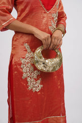 Crimson Glimmer Woven Chanderi &amp; Raw Silk Set (3pcs set)