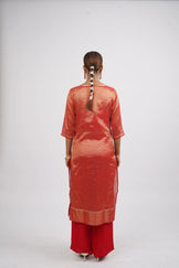 Crimson Glimmer Woven Chanderi &amp; Raw Silk Set (3pcs set)