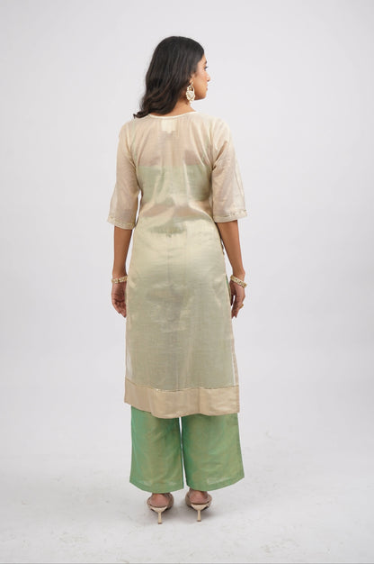 Sona Leaf Woven Chanderi &amp; Raw Silk Set (3pcs set)