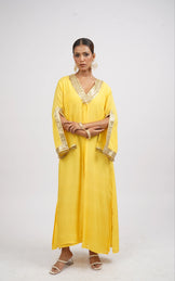 Kesar Rani Woven Muslin Embroidered Kaftaan