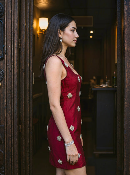 Crimson Crystal Mini Dress