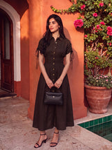 Handwoven cotton Espresso Button Down Dress