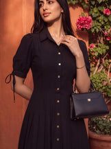 Handwoven cotton Espresso Button Down Dress