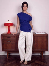 Handwoven cotton Cobalt Knot Top