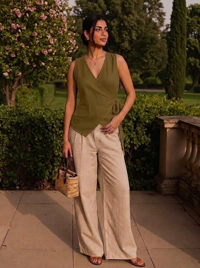 Olive Effortless Wrap Top