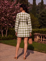 Handwoven cotton Checked Positano Wrap Dress