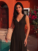 Handwoven Cotton Espresso Getaway Dress