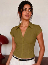 Handwoven Cotton Olive Snatched Fit Top