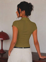 Handwoven Cotton Olive Snatched Fit Top