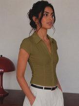 Handwoven Cotton Olive Snatched Fit Top