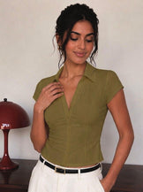 Handwoven Cotton Olive Snatched Fit Top