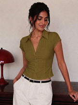 Handwoven Cotton Olive Snatched Fit Top