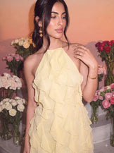 Pixie Buttercream Ruffle Halter Dress