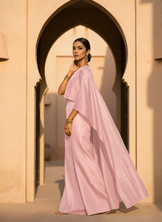 Blush Cascade Cape Dress