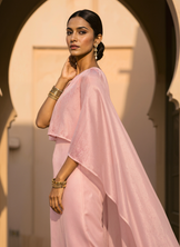 Blush Cascade Cape Dress