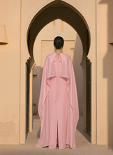 Blush Cascade Cape Dress