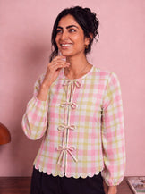 Handwoven Cotton The Candy Check Top