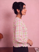 Handwoven Cotton The Candy Check Top