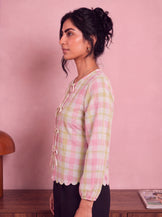 Handwoven Cotton The Candy Check Top