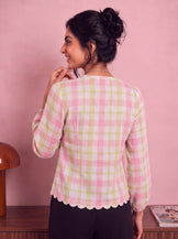 Handwoven Cotton The Candy Check Top