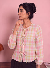 Handwoven Cotton The Candy Check Top