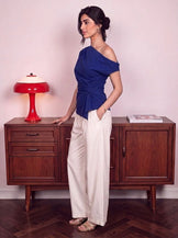 Handwoven cotton Cobalt Knot Top