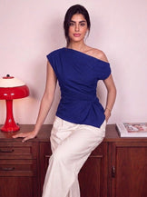 Handwoven cotton Cobalt Knot Top