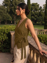 Olive Effortless Wrap Top