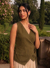 Olive Effortless Wrap Top