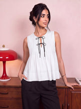Handwoven Cotton Nocturne Coquette Bow Top
