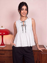 Handwoven Cotton Nocturne Coquette Bow Top