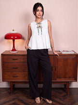 Handwoven Cotton Nocturne Coquette Bow Top