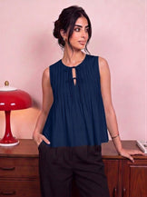Handwoven Cotton Nocturne Coquette Bow Top