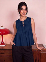 Handwoven Cotton Nocturne Coquette Bow Top