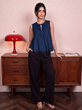 Handwoven Cotton Nocturne Coquette Bow Top