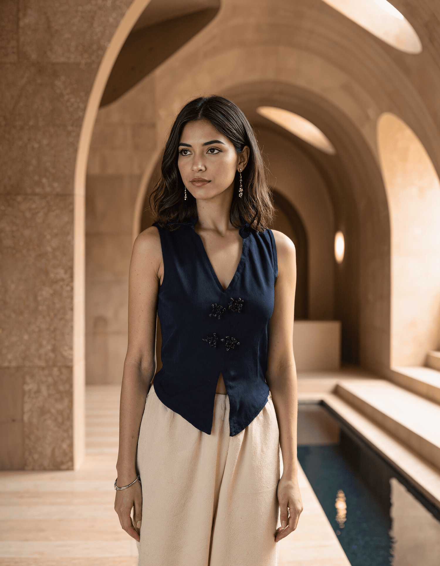 Handwoven Jute Reverie Midnight Vest Top