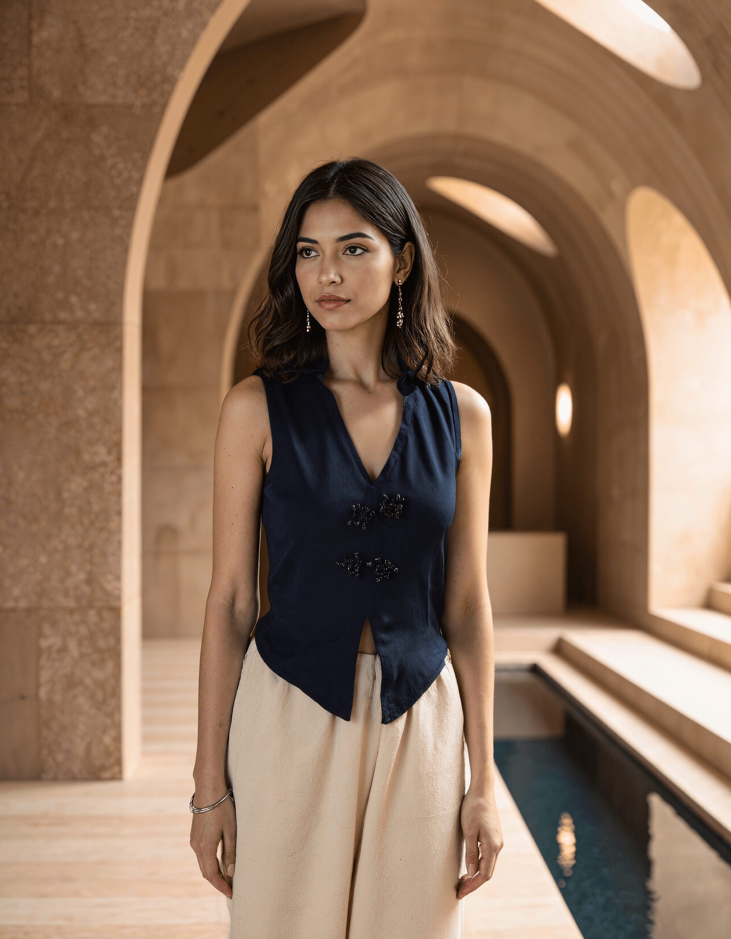 Handwoven Jute Reverie Midnight Vest Top
