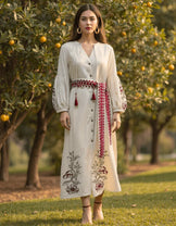 Handwoven Mist &amp; Meadow Embroidered Dress