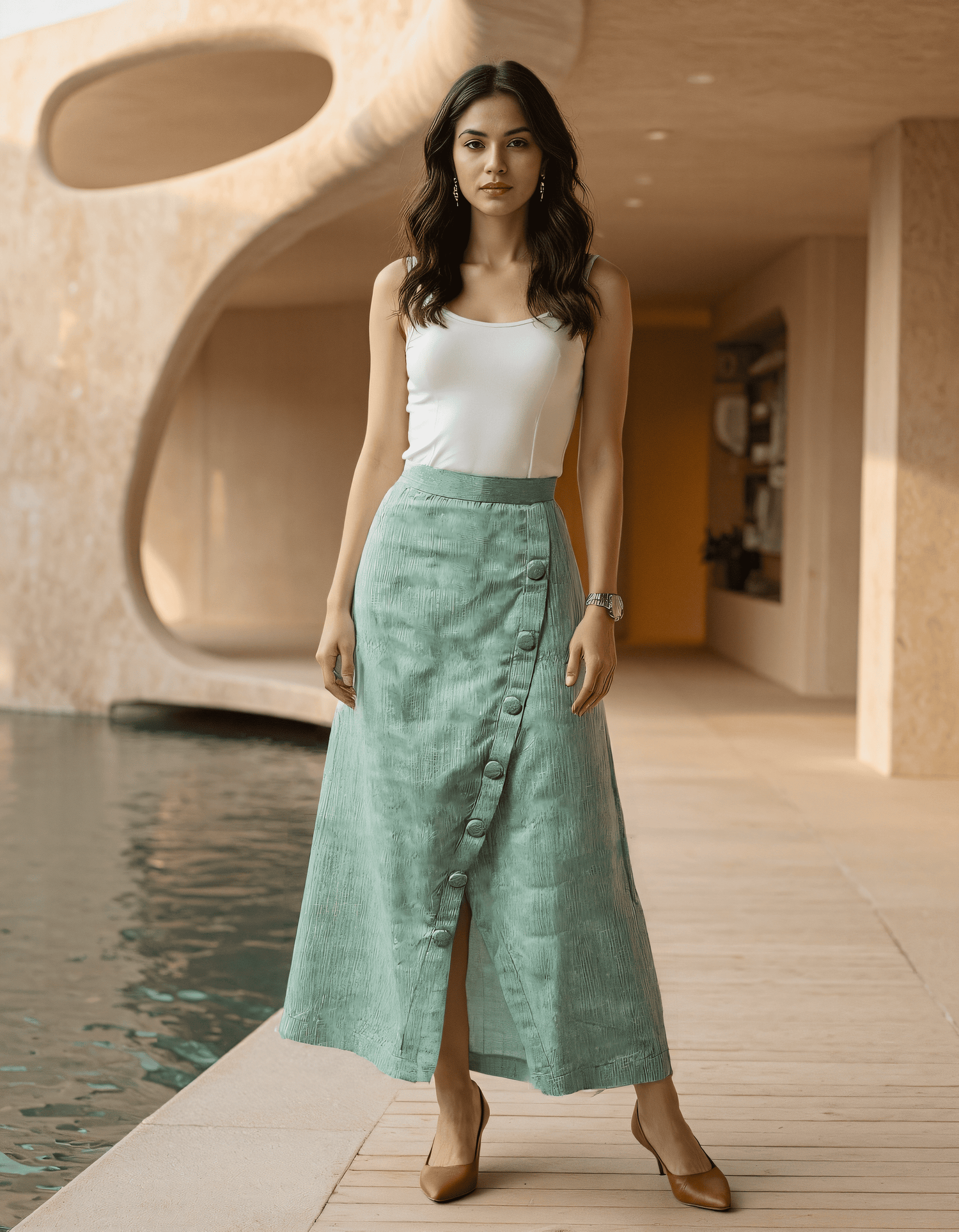 Handwoven Wrap Pencil Skirt